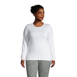 NWT LANDS' END WOMEN'S LONG SLEEVE LWCM CREW TOP WHITE SMALL